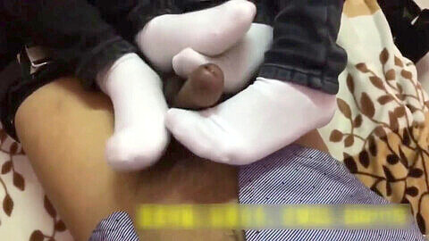 Chinese footjob, chinese double sockjob, ankle sock