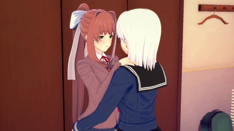 Monika de DDLC baise passionnément une joueuse dans une rencontre lesbienne torride !