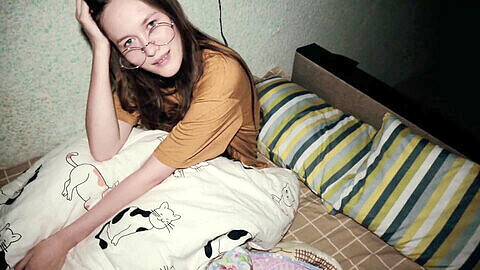 Russian student, college dorm, nerdy girl