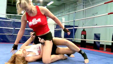 Part II of nude lesbian wrestling competition between Nikita Williams and Tanya Tate, with plenty of fingering action!