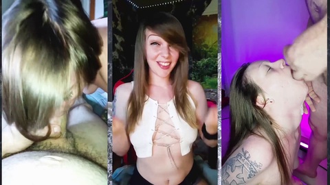 Tiktok dance and skits interrupted by steamy hump session with big cumshots and cum swallowing