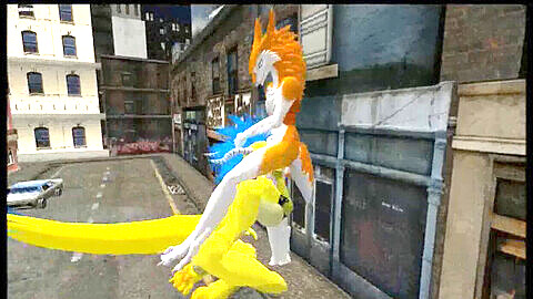 Two mythical beasts wreak havoc in the city - featuring hermaphrodite sergal and dragon from Second Life furry community