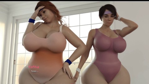 Two sexy MILFs explore a busty teen in animated threesome