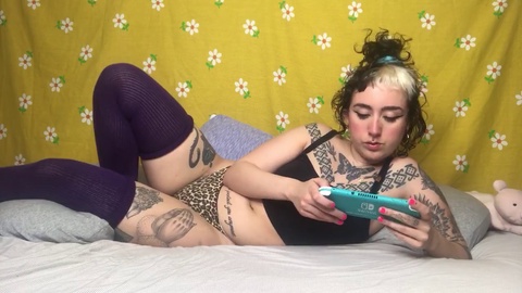Neglected goth E-girl with a massive booty ignores you to play the new Animal Crossing video game