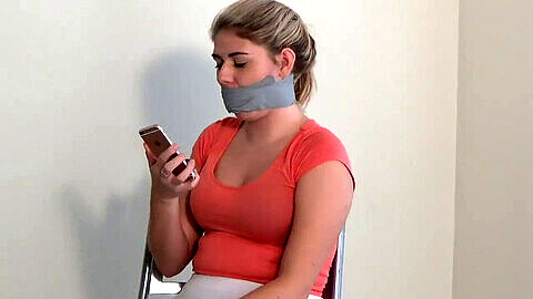 Duct tape self gagged, duct tape wrap gag, duct