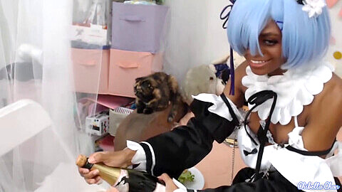 Rem cosplay on 21st birthday reveals camgirl's first ever anal show with vibrator