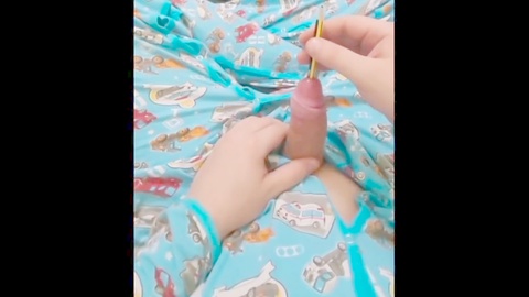 First-time sounder French Twink explores his limits with a pencil - ABDL fetish