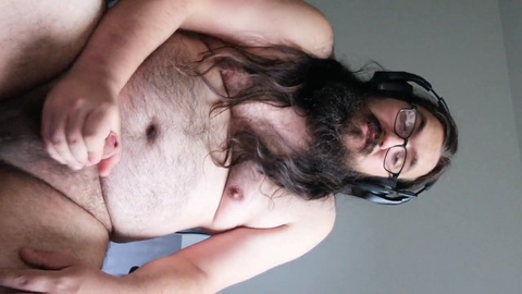 Plump teddy talks about his desire for gaining weight, jerks off, and cums.
