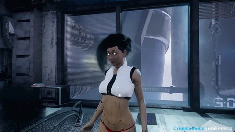 Chica cibernética futurista en un mundo ciberpunk de realidad virtual