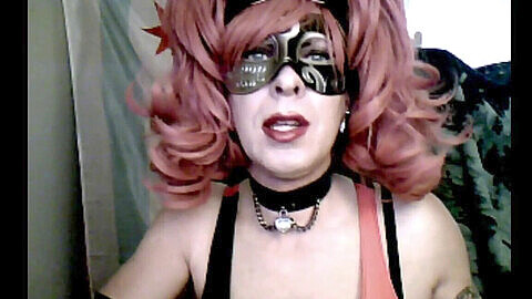 VikkiCD16 dresses up as Harley Quinn for a naughty crossdressing cam show
