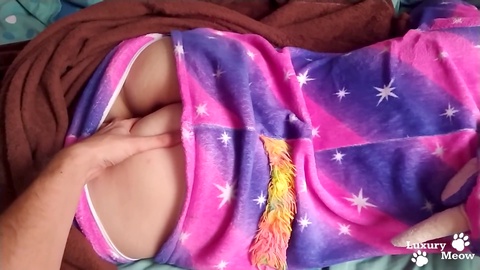 Big tits, pajamas, big natural boobs
