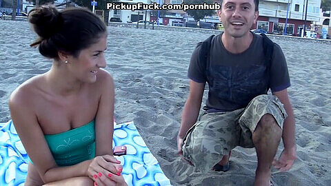 Fiery Spanish babe gets her all her holes filled in wild public pick-up session!