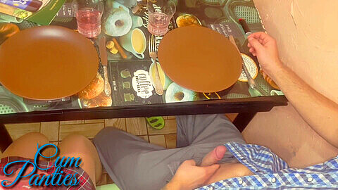 Inexperienced college girl gives a sneaky handjob to her mate in a school cafe in a hot POV verification video!