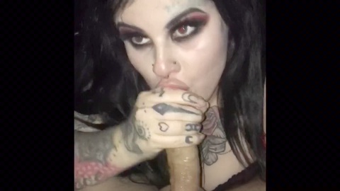 Gothic, goth cum, face tattoo