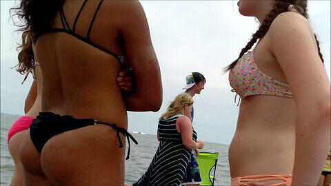 Beach teen bikini voyeur, thong bikini beach, candid teen bikini
