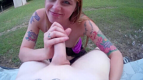 Point of view, outdoors, creampie