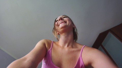 Fit cutie streams naked workout with intense creampie finish