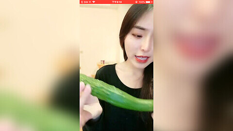 Girl japanese solo, asian masturbating with cucumber, asian cucumber fuck