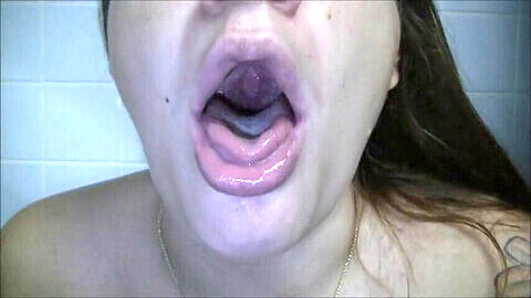 Amateur Teen Struggles with a Wide Open Mouth and Coughs