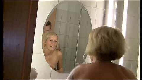 Mature German woman gets her ass fucked in the bathroom