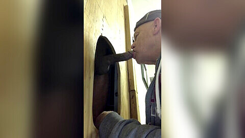 Married and shredded guy discreetly explores his first visit to a glory hole