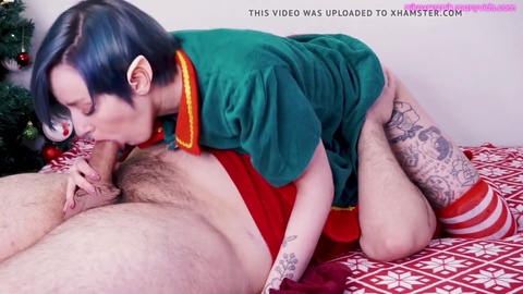 Mischievous elf gives a passionate blowjob and indulges in a steamy sixty-nine