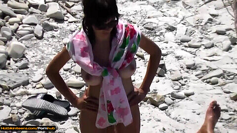 Topless girl, beach sex, candid beach