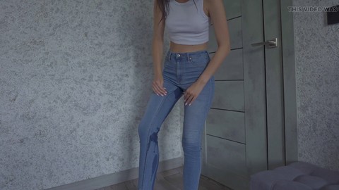 Denim, amateur pee, door