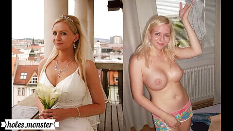 Bride dress, cougar, dressed and undressed