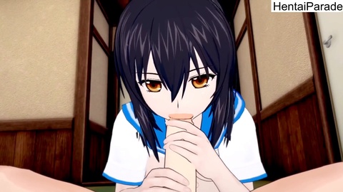Hentai sin censura - La escolar Yukina Himeragi es cogida después de clase, recibe un footjob y eyaculación interna.