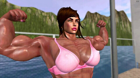Fat2fit, growth, female muscle growth animation