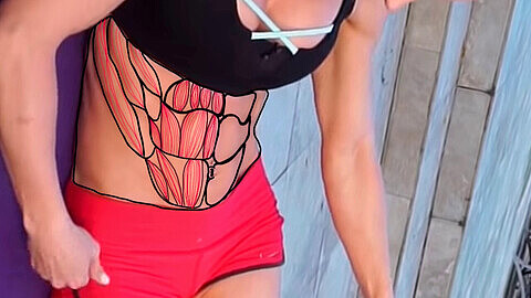 Brittni kent abs flexing, muscle veins, muskeln fitness