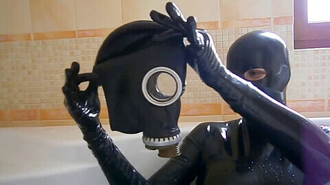 Latex catsuit mask blowjob, hdsexorg, fully enclosed latex catsuit