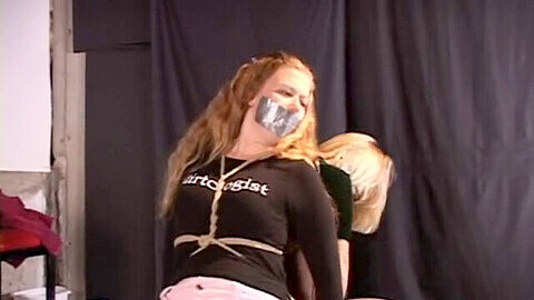 Mother and daughter bondage, bound two, two girls tied gagged