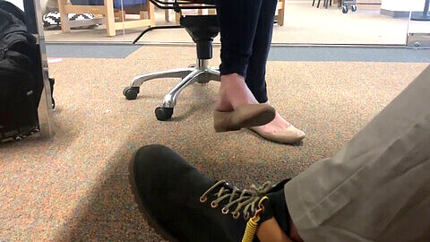 Candid feet tagzone, mature shoeplay, candid office feet touching