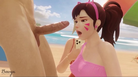 D.Va from Overwatch animated 3D blowjob by Bewyx