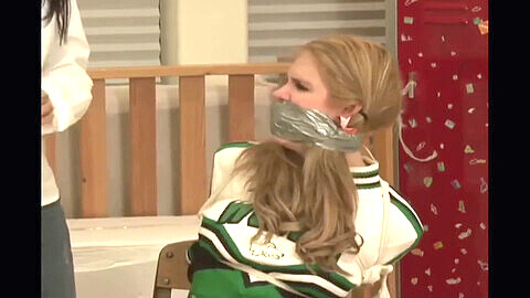 Duct tape, girls tied gagged with socks, school girl tied up