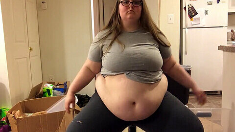 Chubby breathless girl struggling to fit into old clothes - Part 2