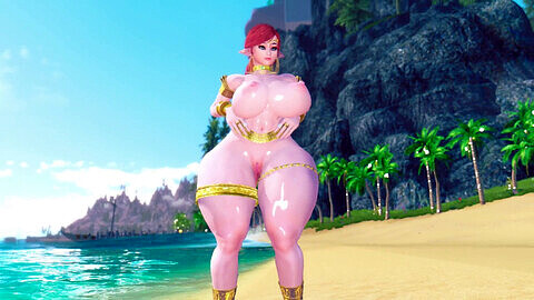 Curvaceous beach babe Cammi from Skyrim mesmerizes with her voluptuous figure