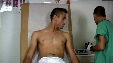 Free gay medical exam porn featuring a young male doctor and a horny college jock