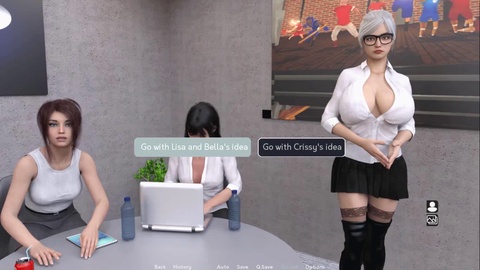 Huge tits, visual novel, office