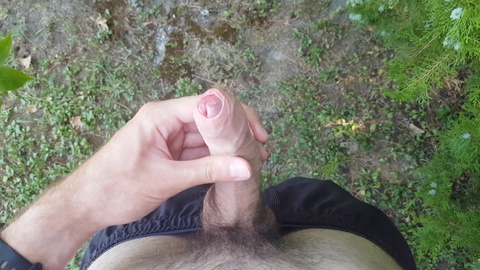Close call at the park: Risky public piss and cock stroking for a fit twink