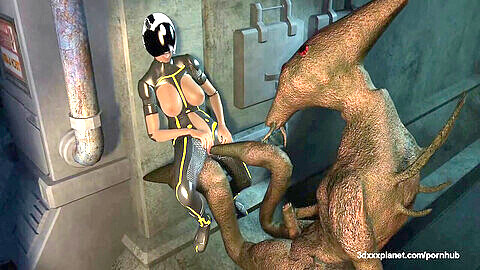 Hilarious 3D animated toon porn: Space Station invaded by horny alien monsters