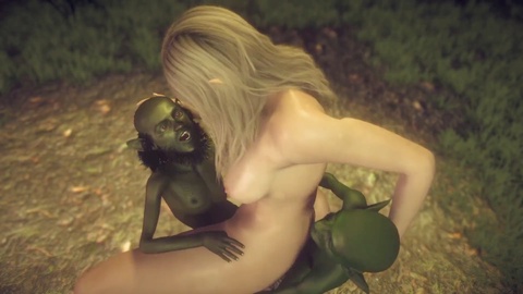 Horny Elf Takes on Two Goblin Cocks in a Forbidden Forest Threesome | 3D Porn