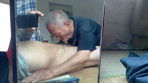 Kinky Asian grandfather does hot blowjob