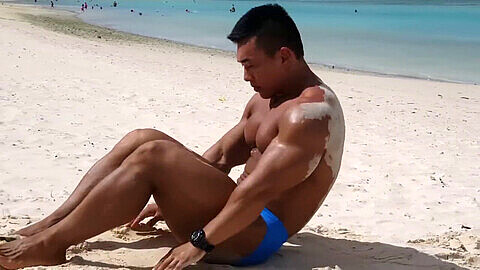 Chinese muscle men, chitu, asian male model handsome