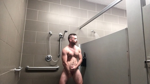 Shower, gay jacking off, gym
