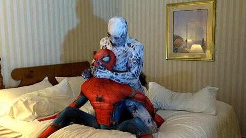 Gay spiderman, gay bulge, hand over mouth