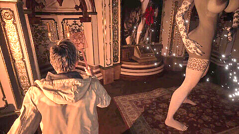 Vampire Lady Dimitrescu's voluptuous booty gets spanked with a fly swatter in sexy lingerie - Resident Evil Village sensation!