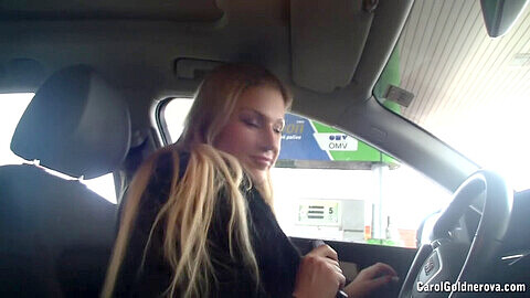 Busty blonde Carol Goldnerova strips during steamy car wash reality show